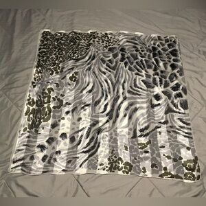 Animal Print Square Scarf in Gray, Black, white